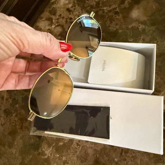 Prada Women's Gold Oval Sunglasses - Picture 1 of 4